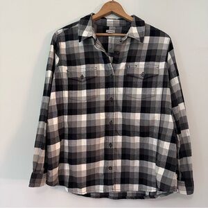 Carhartt Women’s Black Flannel Button Down Cotton Shirt Size XL